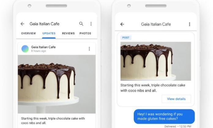 Google maps business chat feature