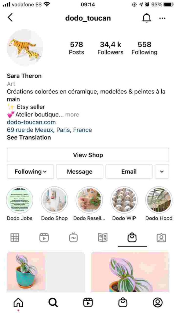 Instagram Shop button 